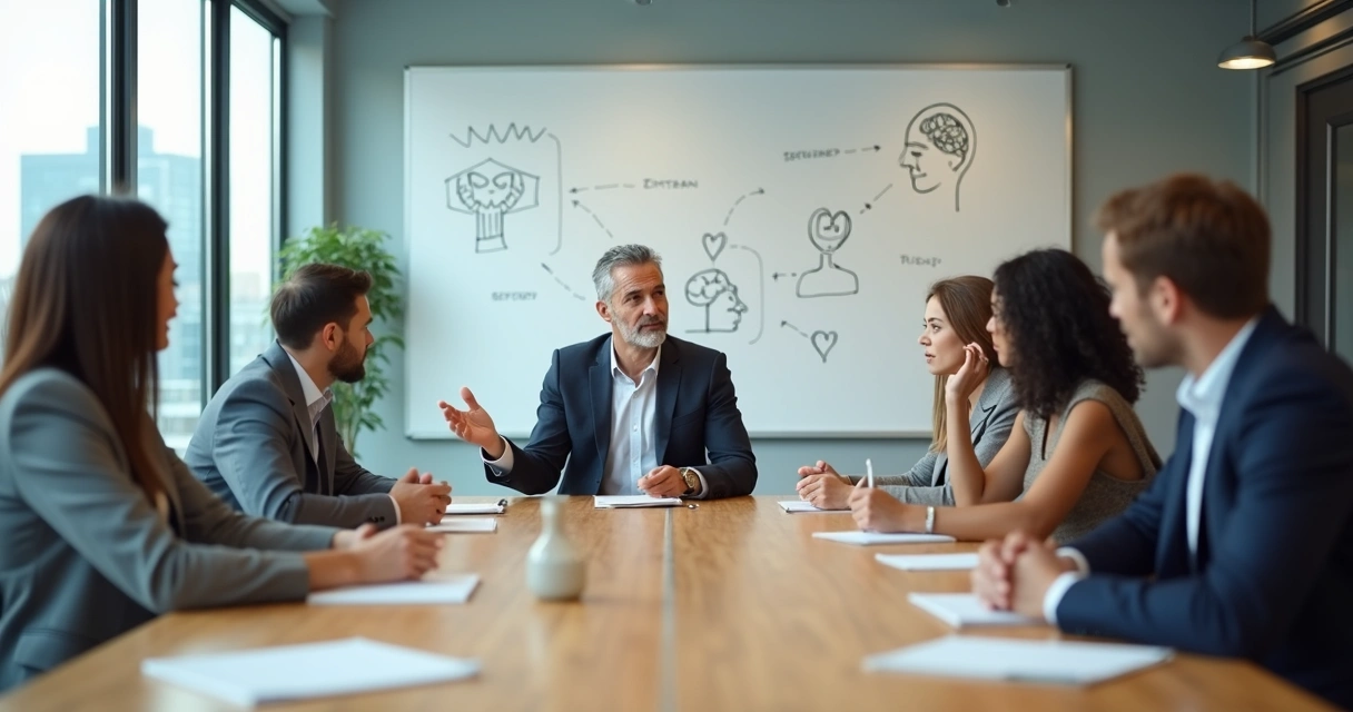 Leader listening attentively in a diverse team meeting 