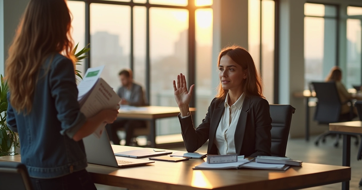 Professional setting clear boundaries in a calm office space 