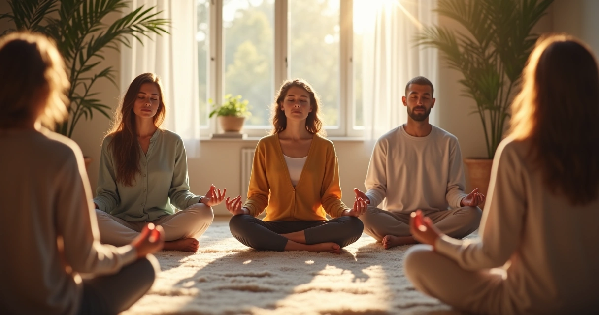 People sitting in a circle practicing conscious reflection
