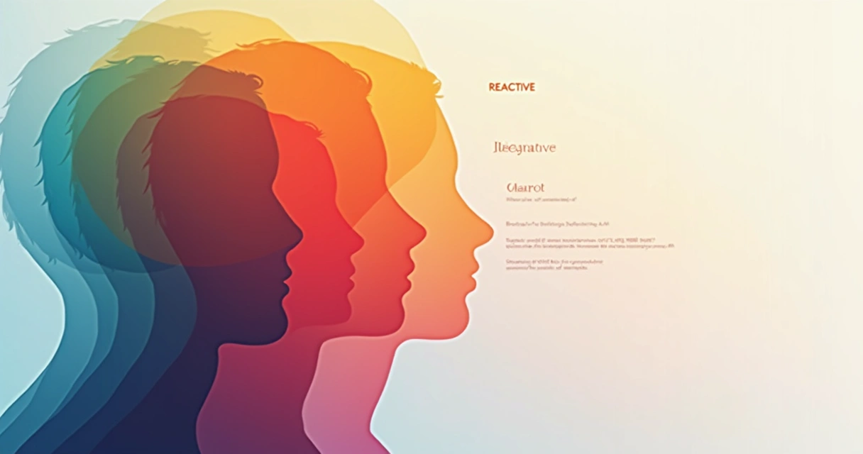 Illustration showing phases of consciousness growth with overlapping colorful layers