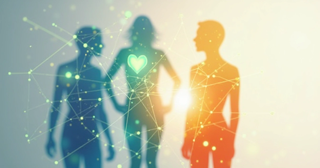 Abstract illustration of layered selfs within a person.