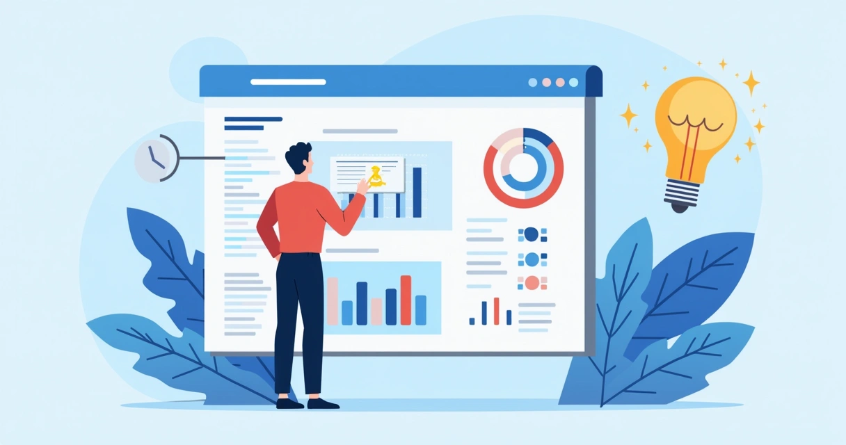 Empresário consultando painel digital com sugestões baseadas em IA 