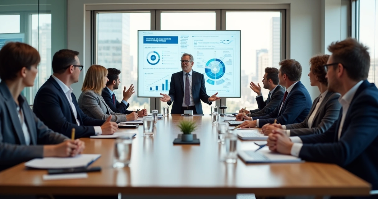 Conselho executivo em reunião avaliando maturidade de governança 