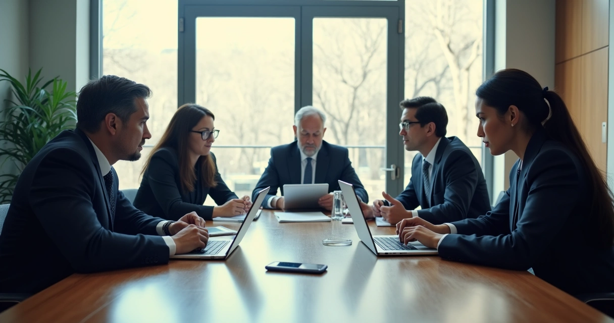 Comissão de ética médica analisando documentos em reunião. 
