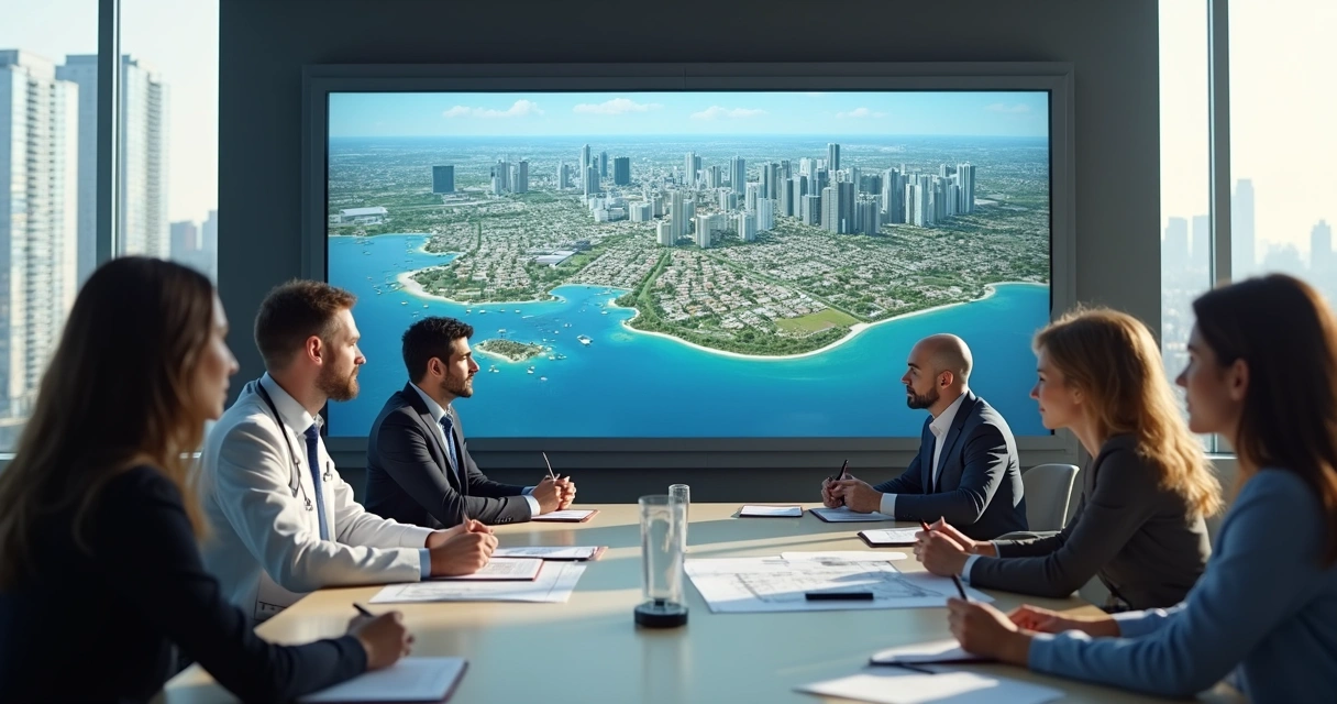 Médico e arquiteto colaborando em conselho municipal