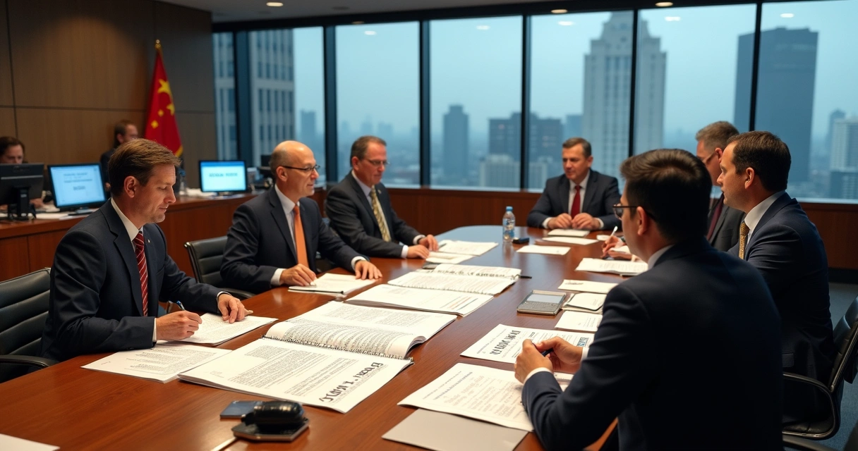 Mesa de reunião conselho de trânsito analisando documentos