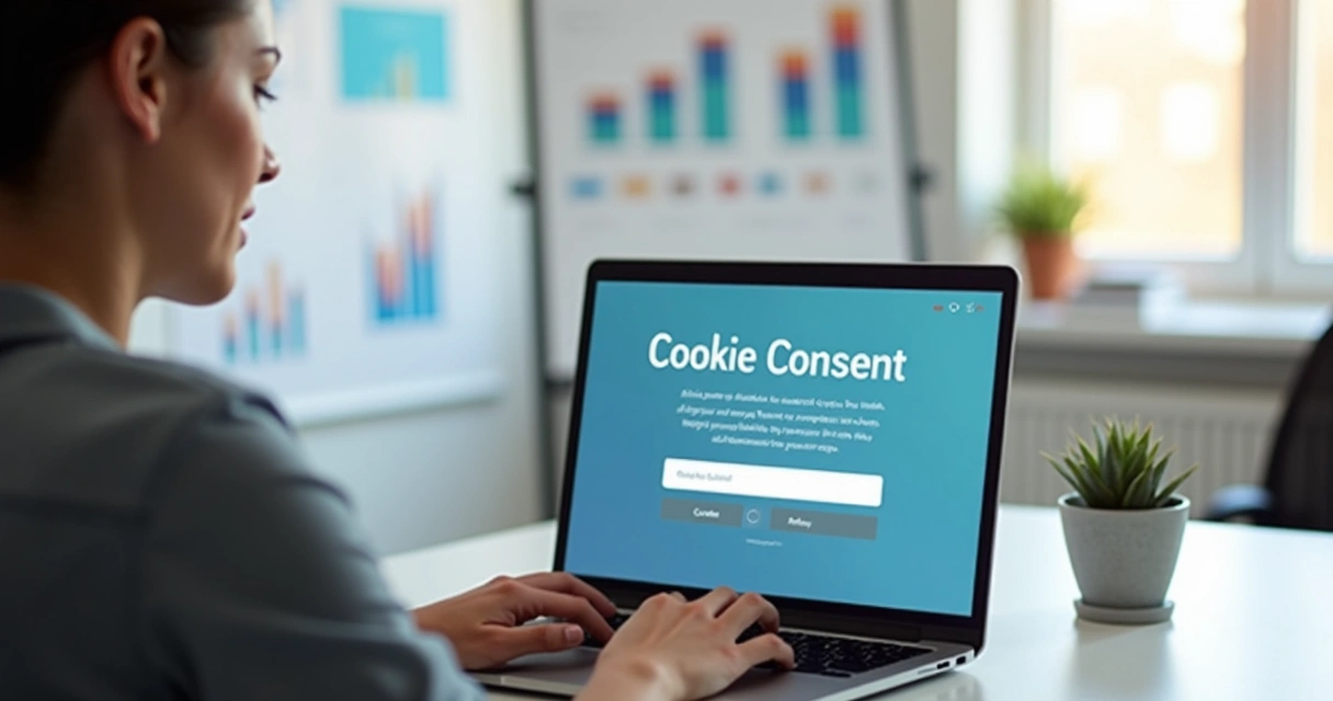 Página exibindo banner de consentimento de cookies em site de empresa 