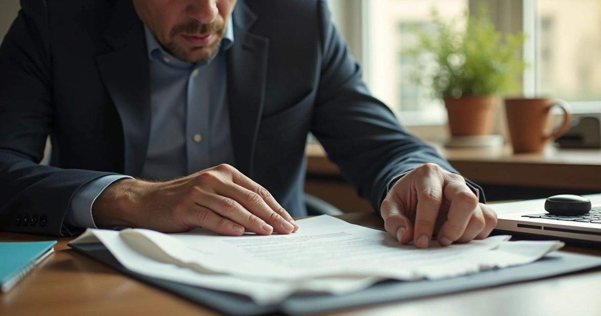 Pessoa olhando papel rasgado, expressão de arrependimento 