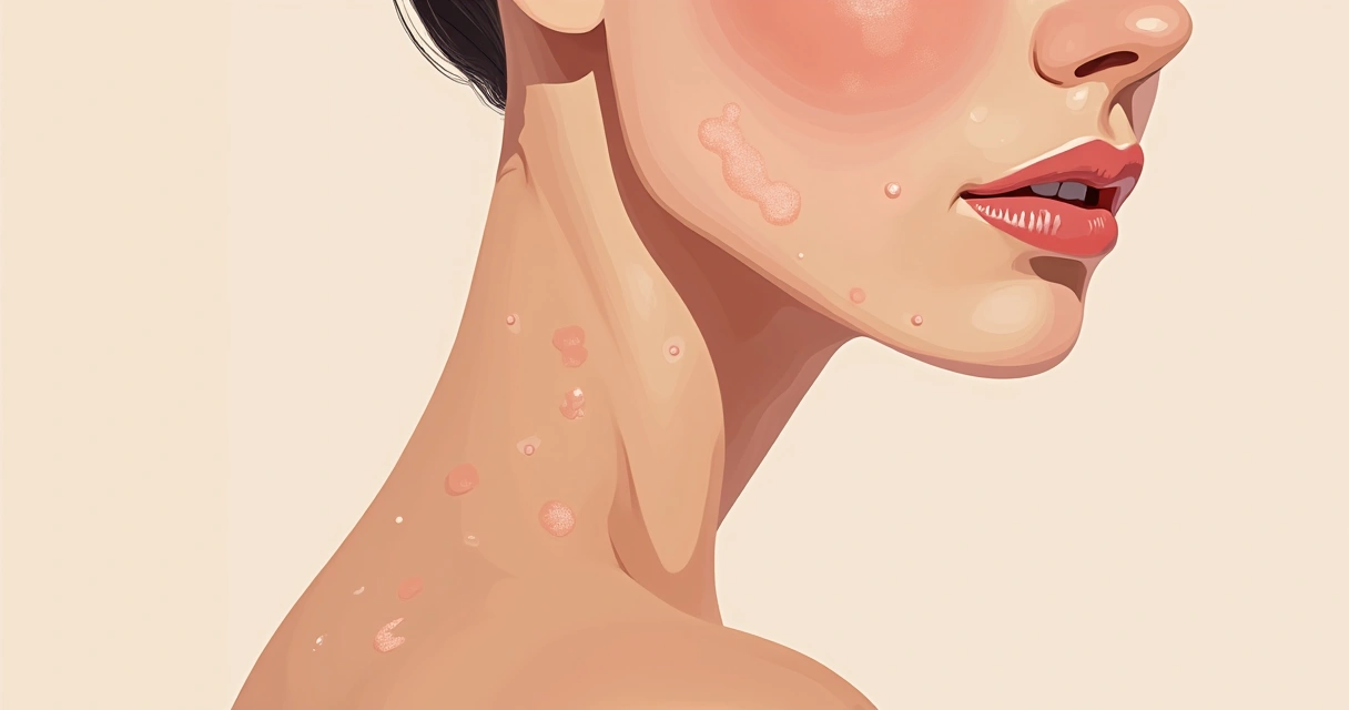 Pele jovem com marcas irregulares de manchas e cicatrizes após procedimento malsucedido 