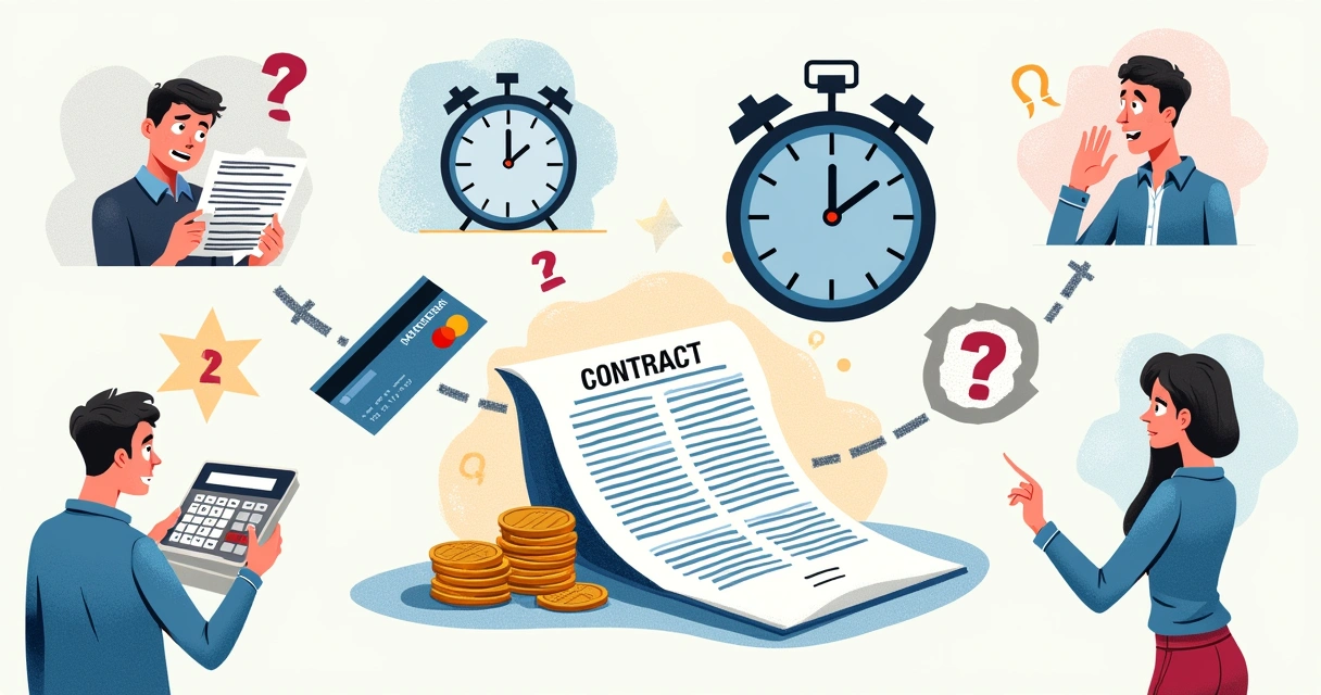 Ilustração mostrando consequências da rescisão de contrato de multipropriedade com risco financeiro e reputacional.