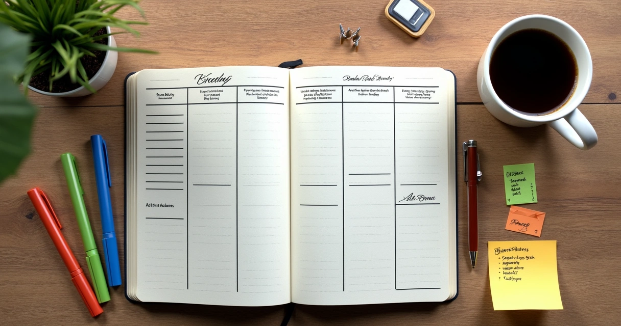 Caderno de anotações com planejamento semanal de conteúdo B2B 