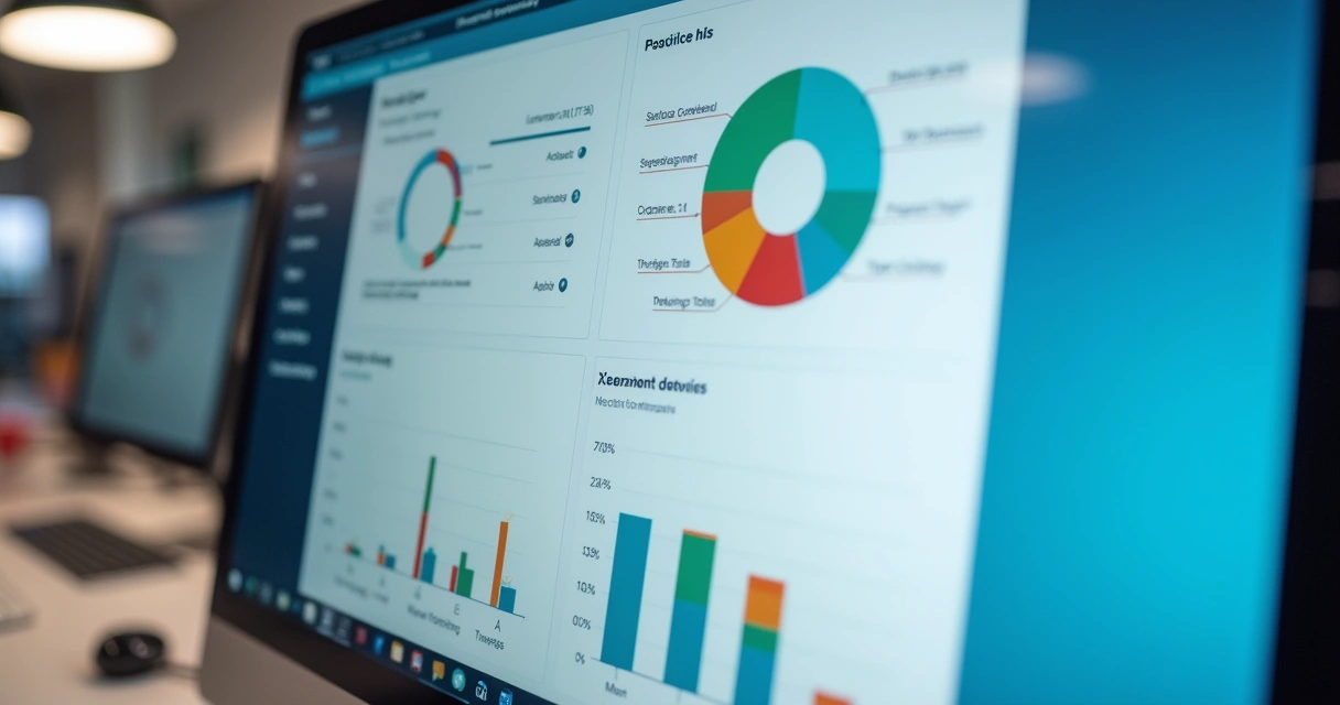 Console de gerenciamento de endpoint com gráficos variados 