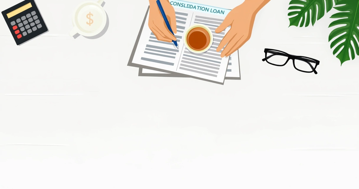 Person signing loan consolidation paperwork at a bright desk