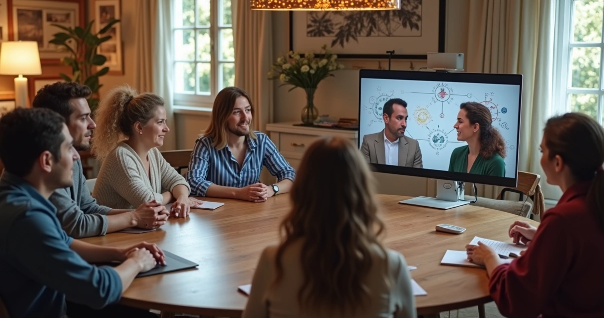Grupo em videoconferência participando de constelação sistêmica digital