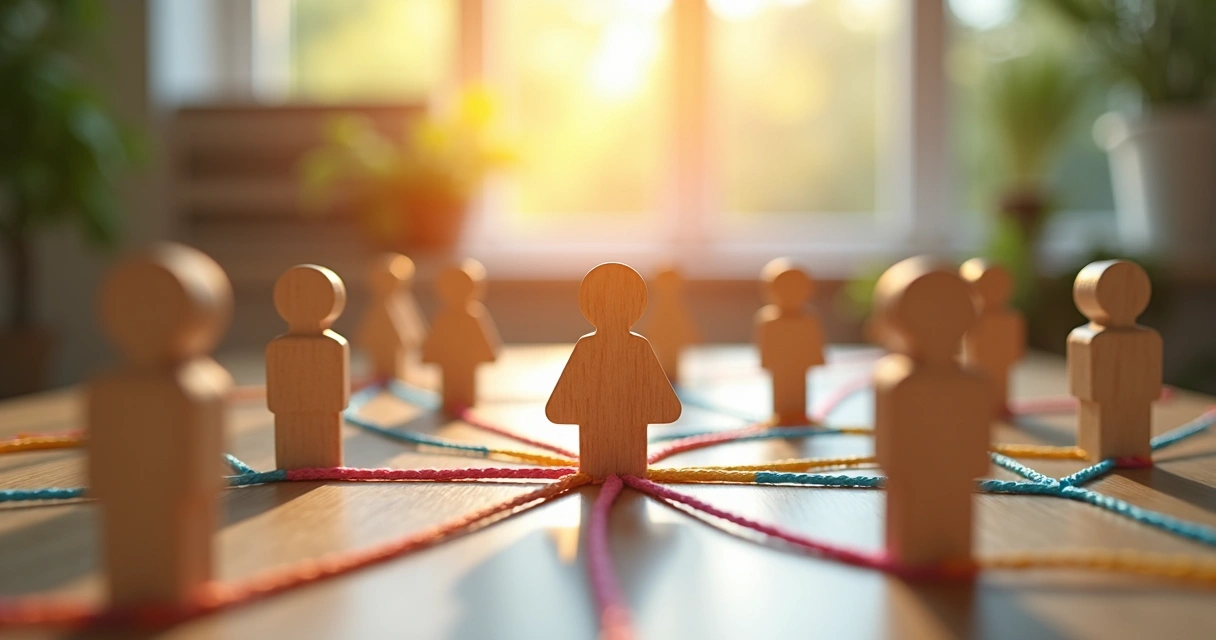 Símbolo de constelação familiar com figuras humanas conectadas no centro 