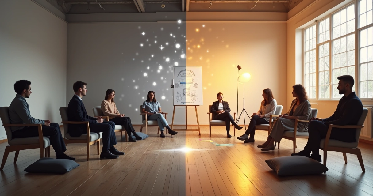 Comparação entre constelação tradicional em preto e branco e constelação integrativa colorida 