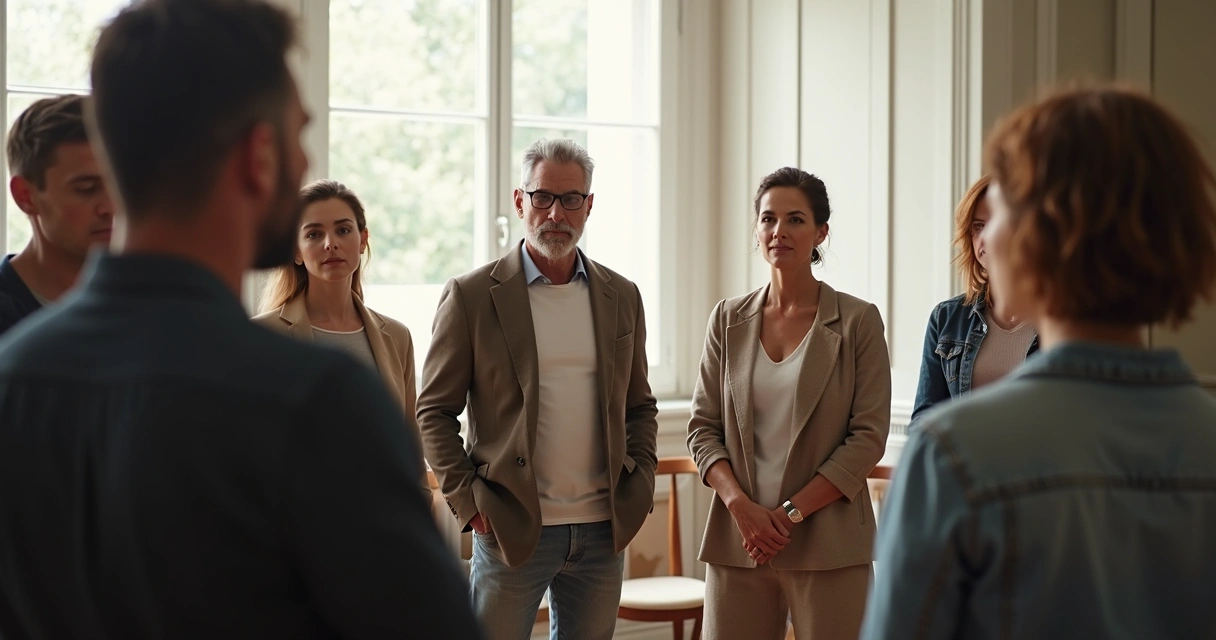 Personas en círculo representando dinámicas familiares