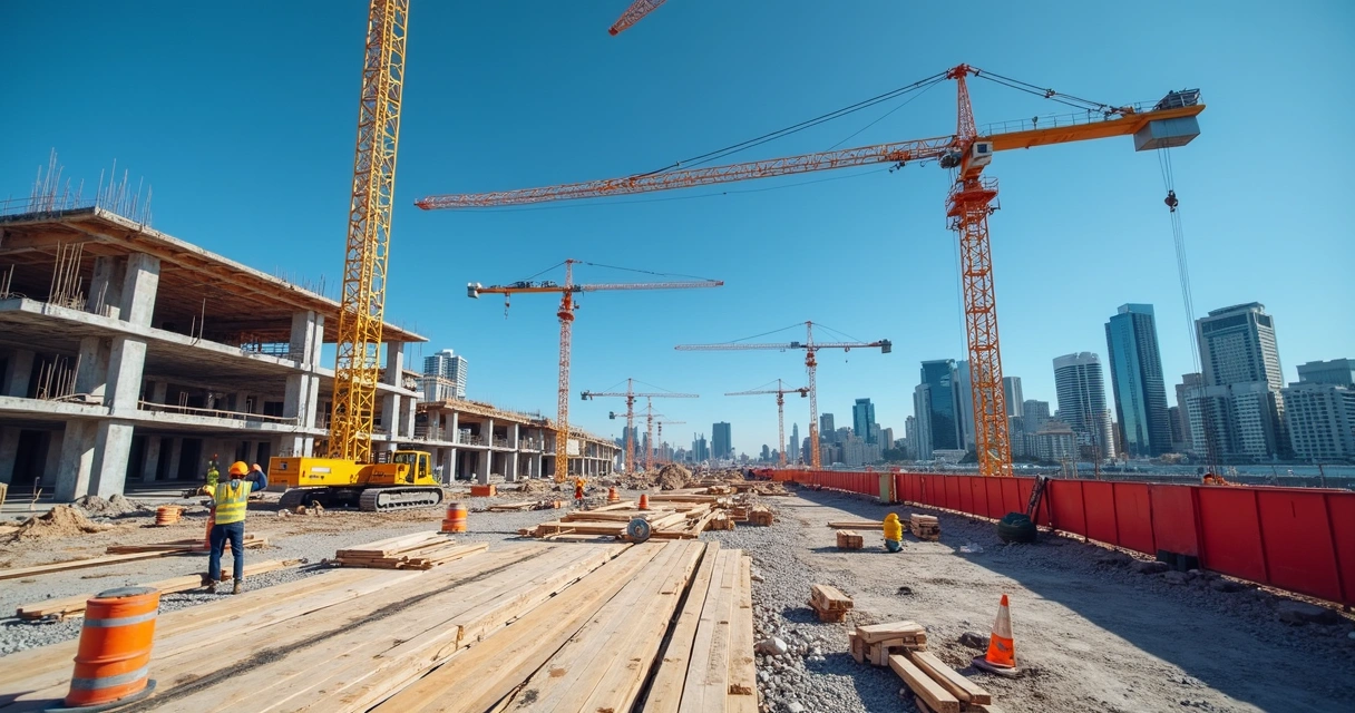 Trabalhadores da construção civil em obra ao ar livre em Sydney