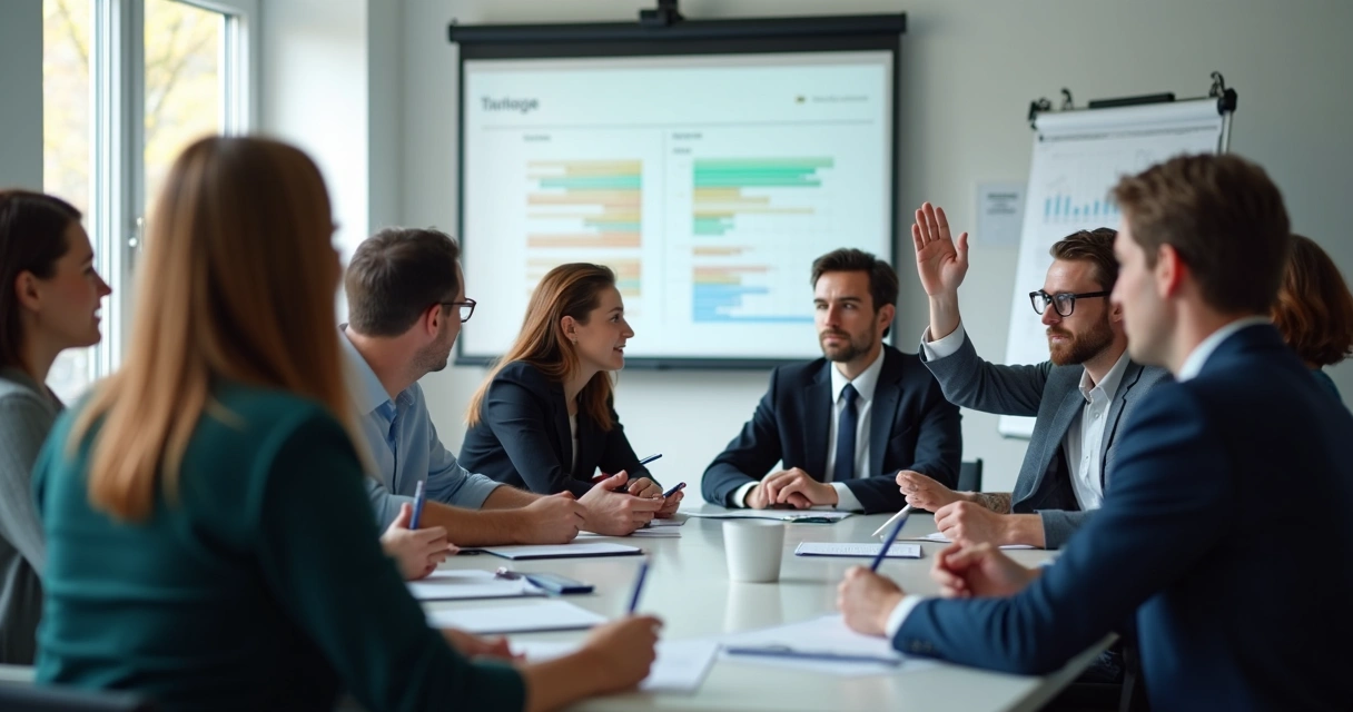 Colegas construindo consenso em uma reunião de trabalho