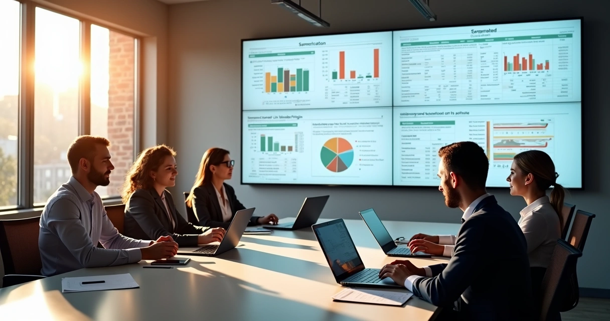 10 Táticas de Geração de Leads Qualificados para Empresas B2B 2 Equipe analisando dados cadastrais em telas grandes