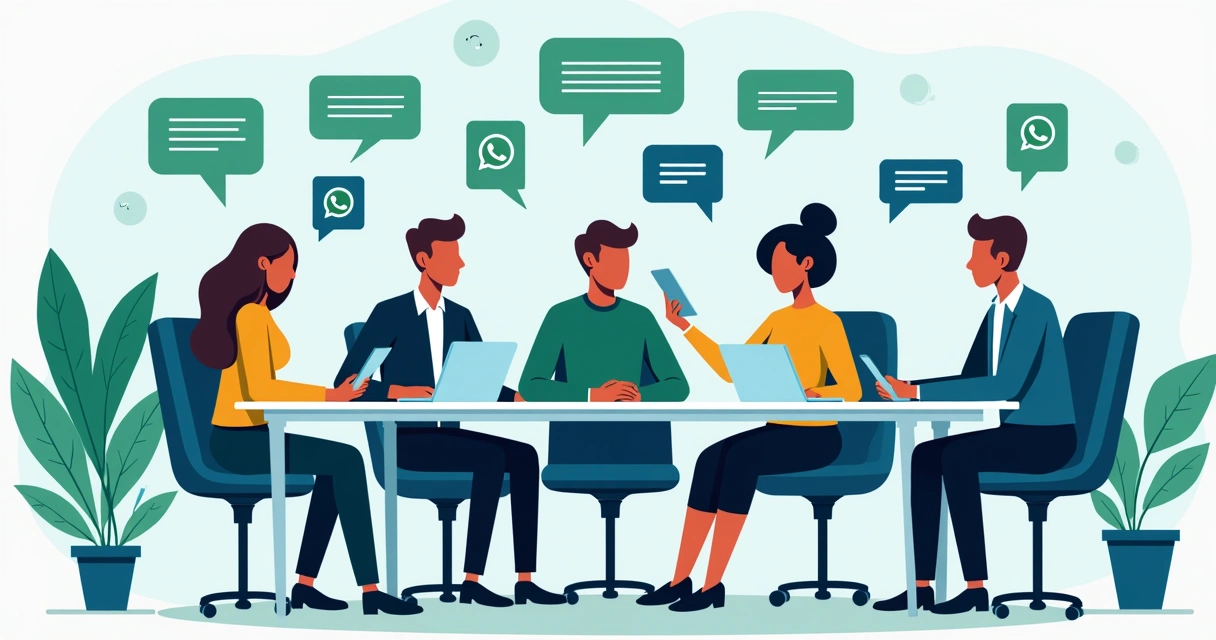 Equipe construindo identidade de marca com mensagens no WhatsApp 