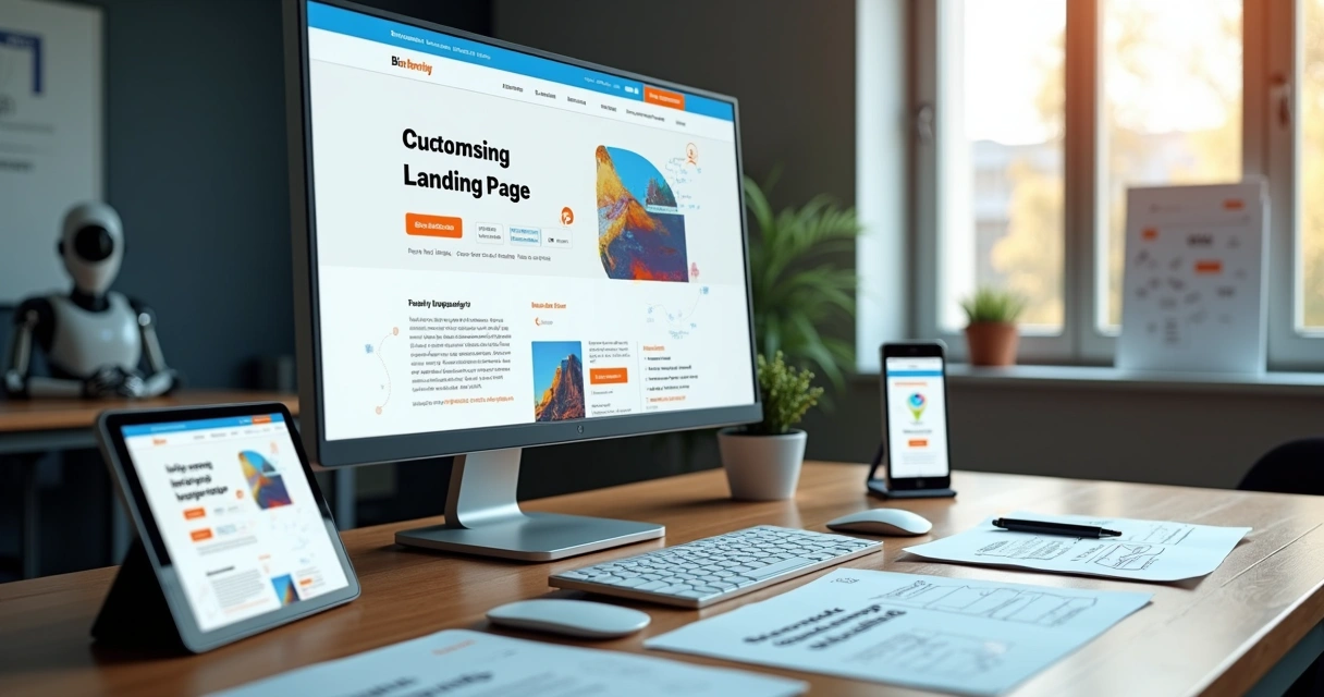 Profissional criando layout de landing page focada em conversão 