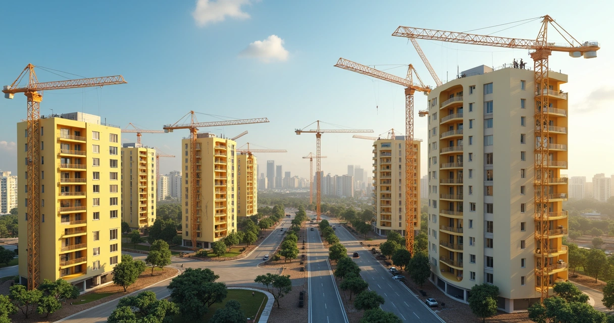 Construção de prédios populares em cidade brasileira 