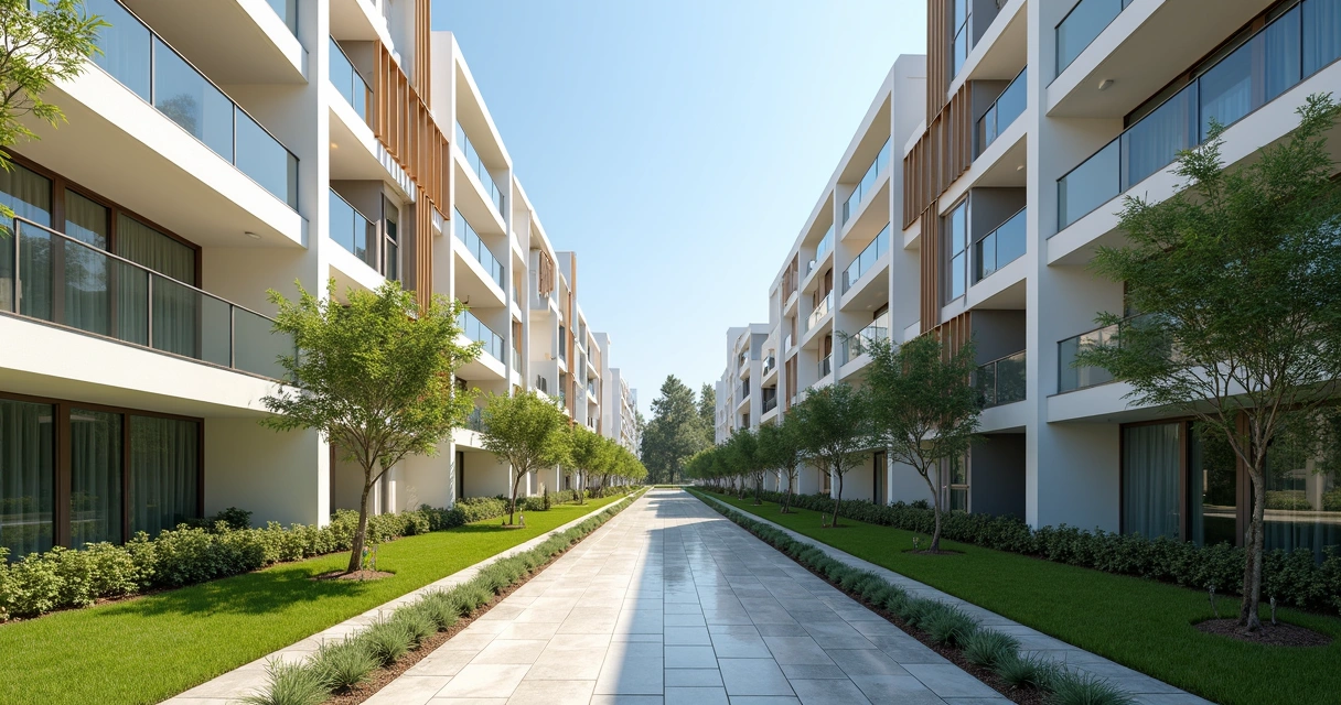 Prédio residencial concluído com fachada moderna e paisagismo organizado