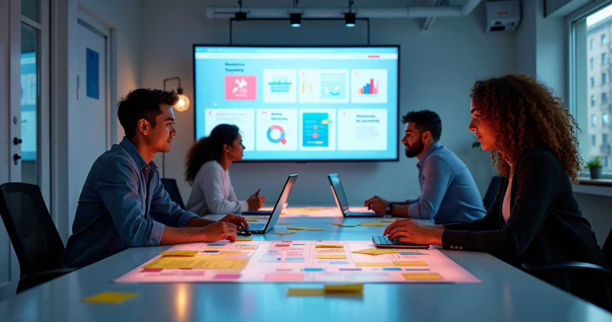 Pessoa criando site em construtor visual, com elementos de arrastar e soltar destacados na tela 