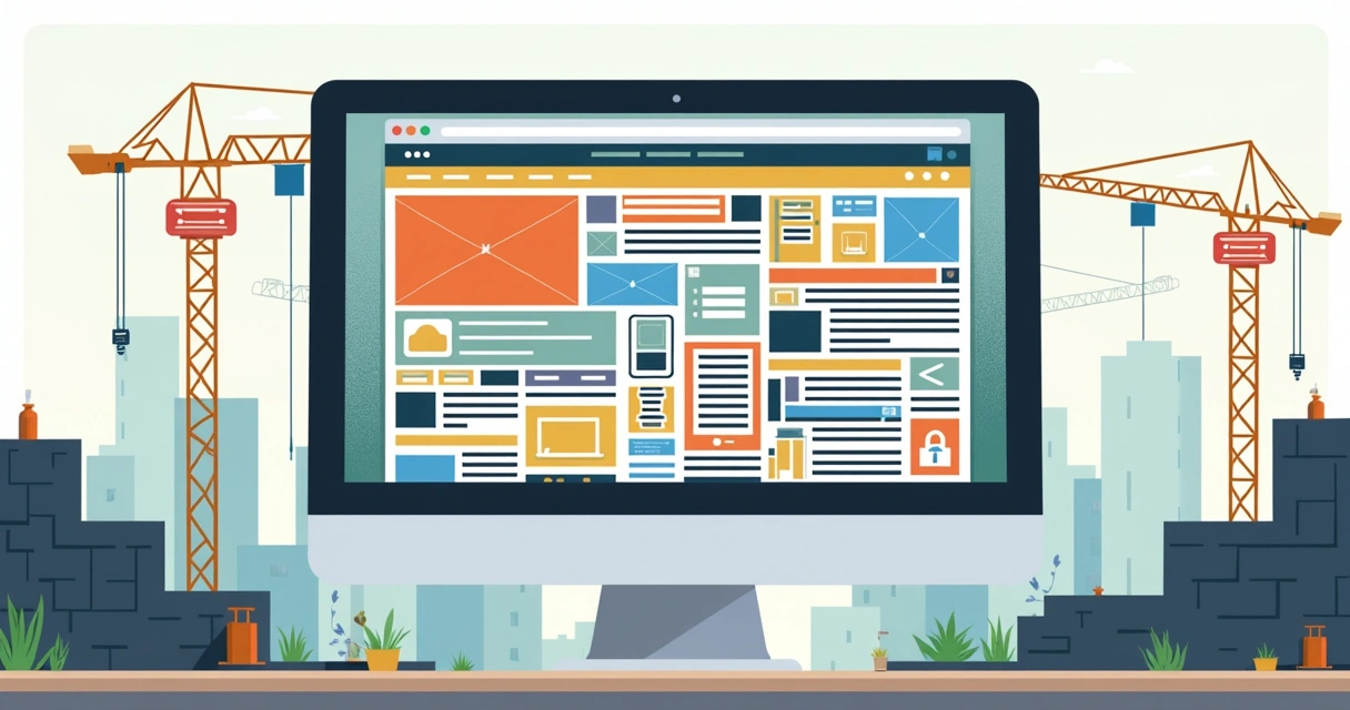 Landing page construction site with confusing design 