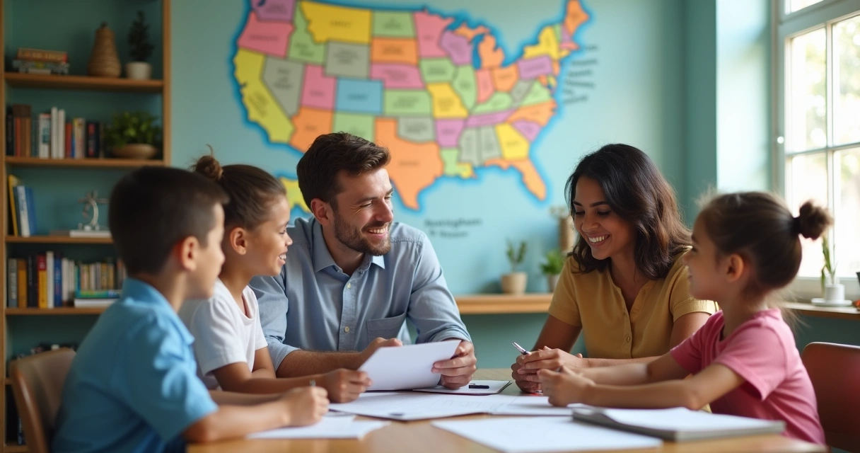 Família brasileira conversa com advogado de imigração 