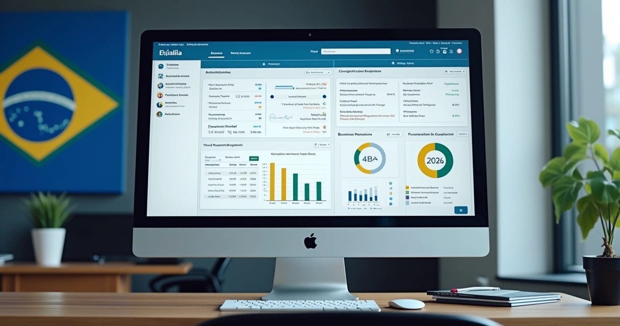 Dashboard exibindo dados de empresa integrados à Receita Federal 
