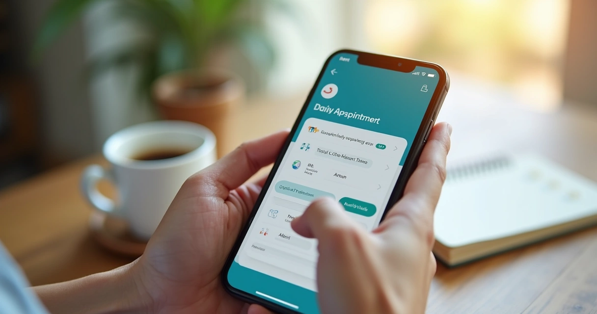 Pessoa agendando consulta médica pelo app 