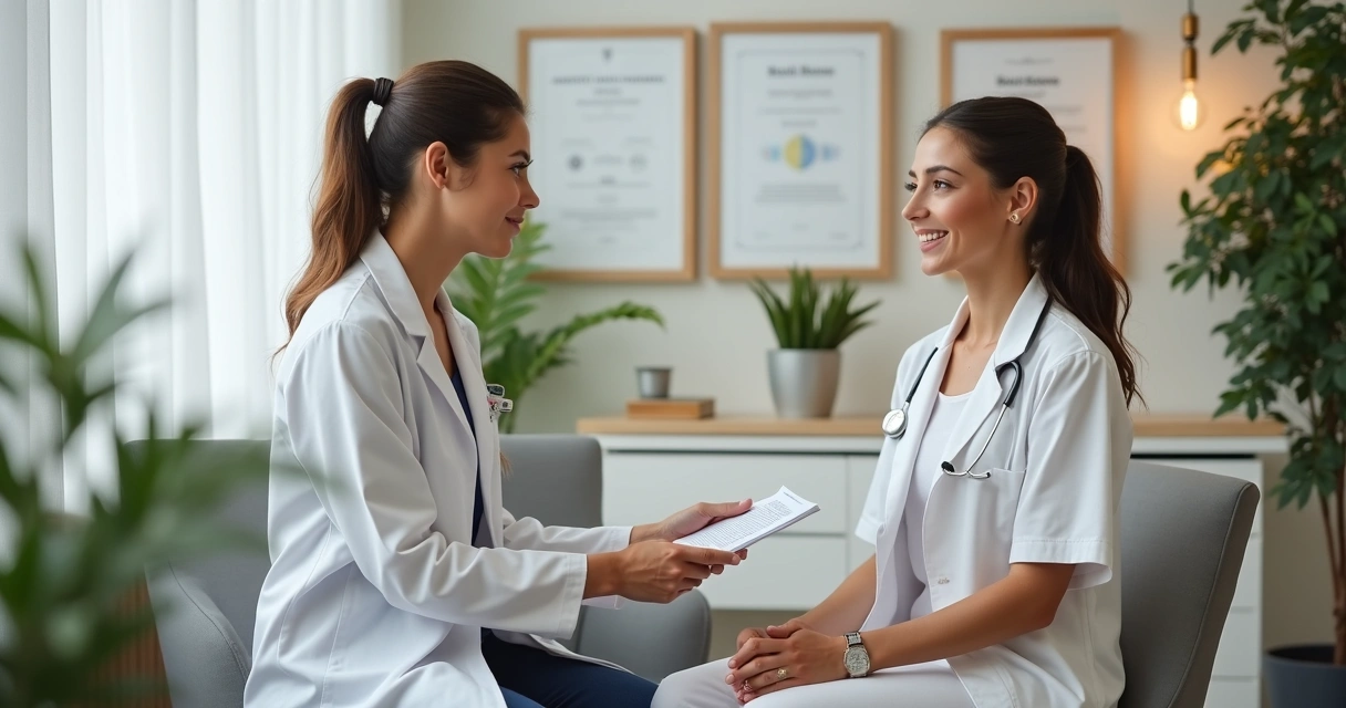Paciente em consulta de avaliação facial em clínica estética contemporânea