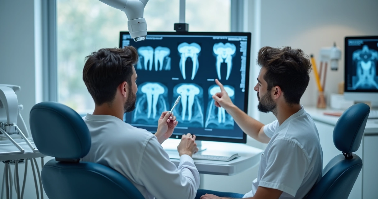 Paciente em avaliação com dentista para implante dentário