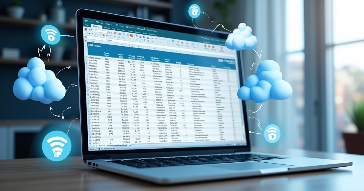 Planilha sendo exibida em notebook, com dados de telefones sendo comparados com cadastro empresarial 