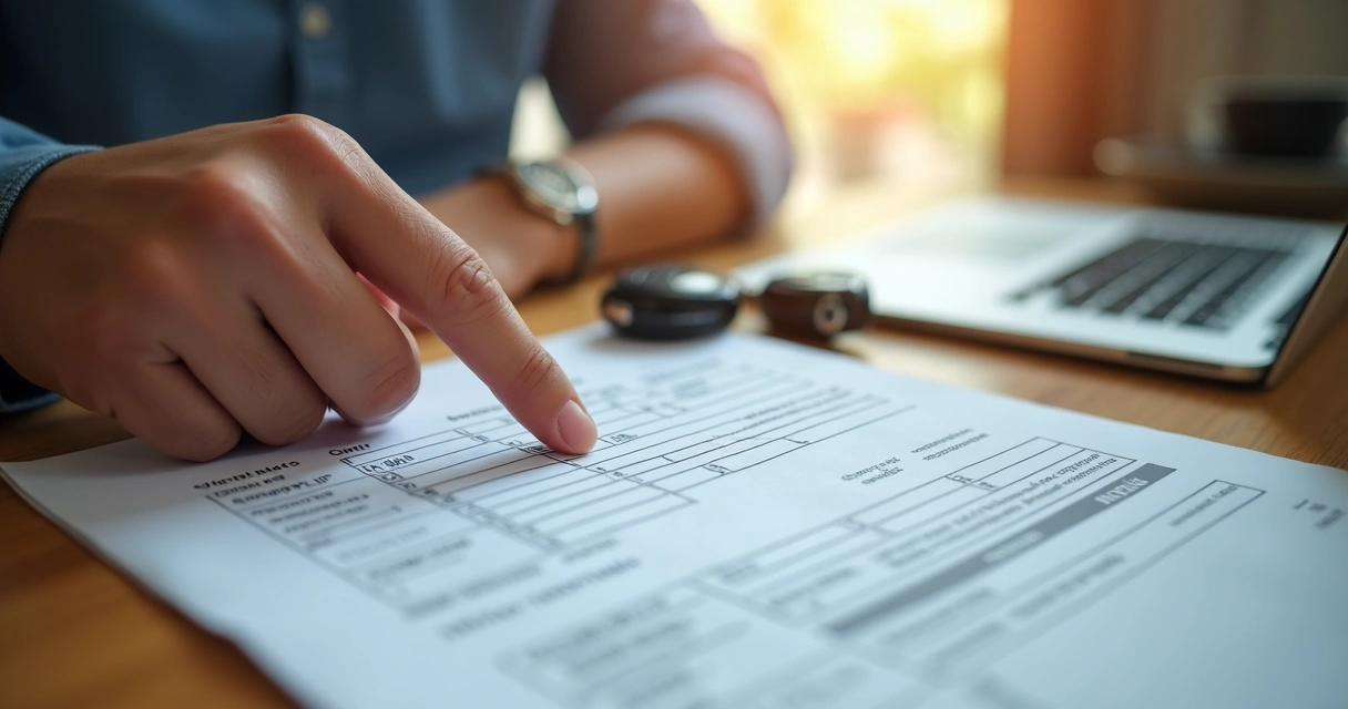 Pessoa segurando documento de veículo consultando número do chassi 