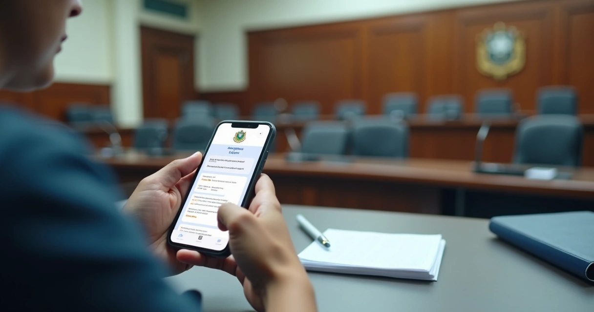 Pessoa usando app legislativo em consulta pública