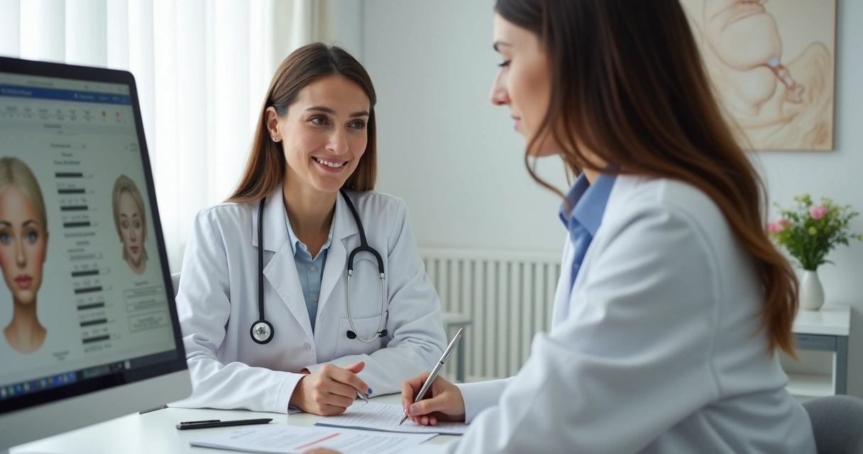 Consulta médica com exames e planejamento cirúrgico 