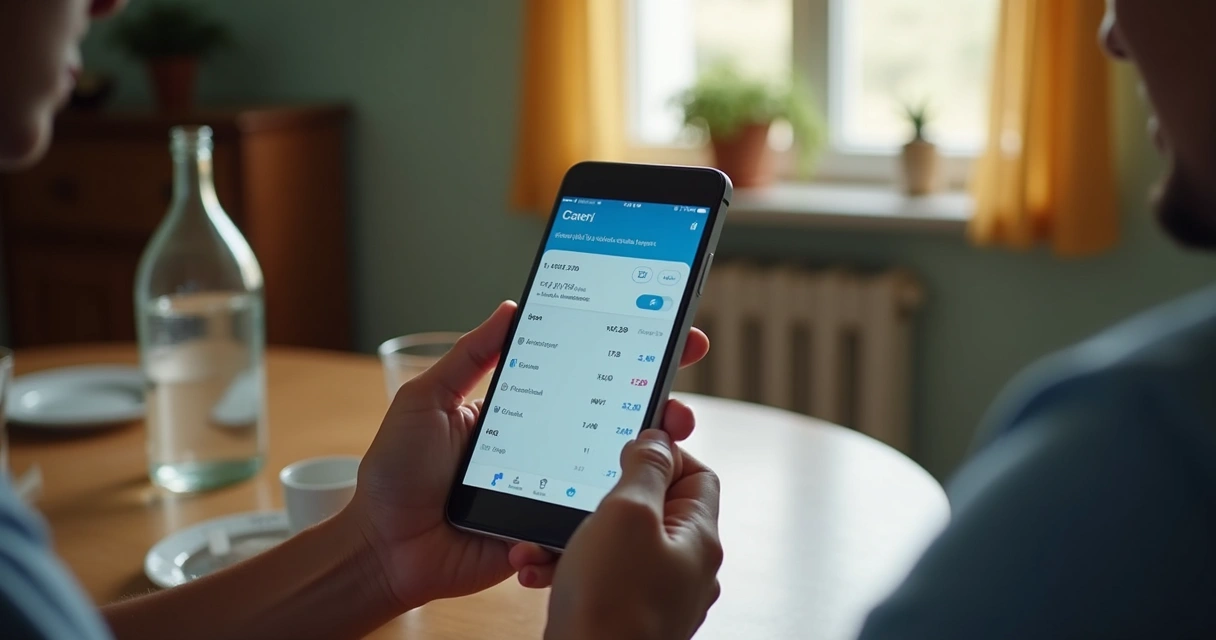 Pessoa usando aplicativo no celular para consultar conta da Caern 