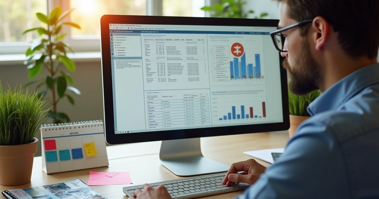 Pessoa utilizando computador para consultar dívidas do veículo 