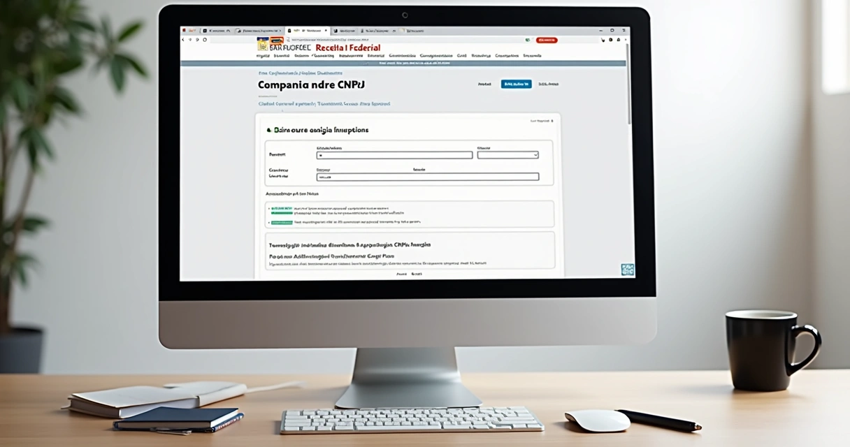 Como consultar se uma empresa é optante pelo Simples 1 Tela de computador exibindo site da Receita Federal com consulta de CNPJ