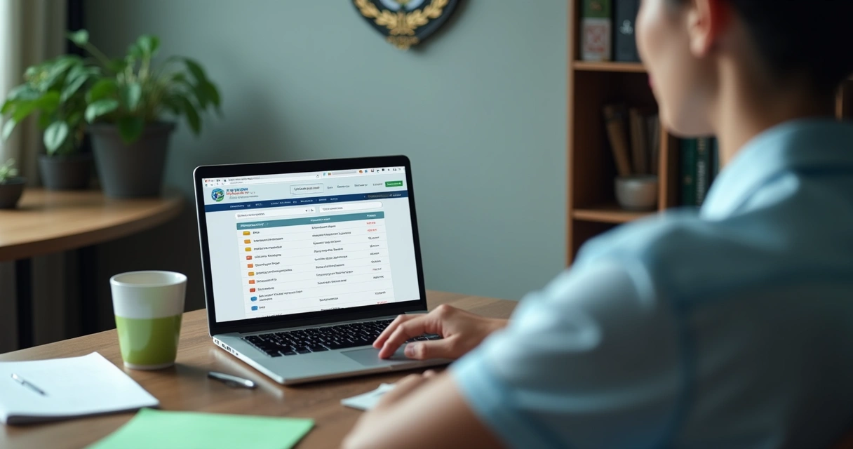 Pessoa acessando site oficial no notebook para consultar empresas vinculadas ao CPF 
