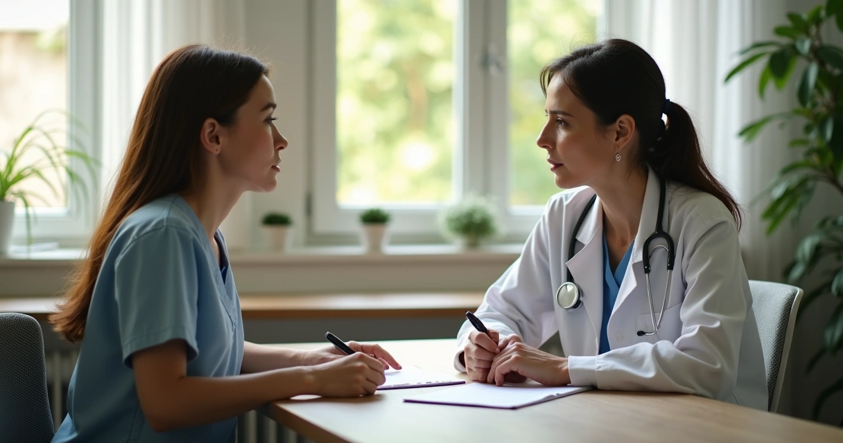 Endocrinologista conversando com paciente durante consulta