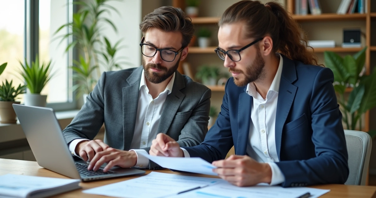 Gestor conversa com consultor sobre opções de convênio saúde 