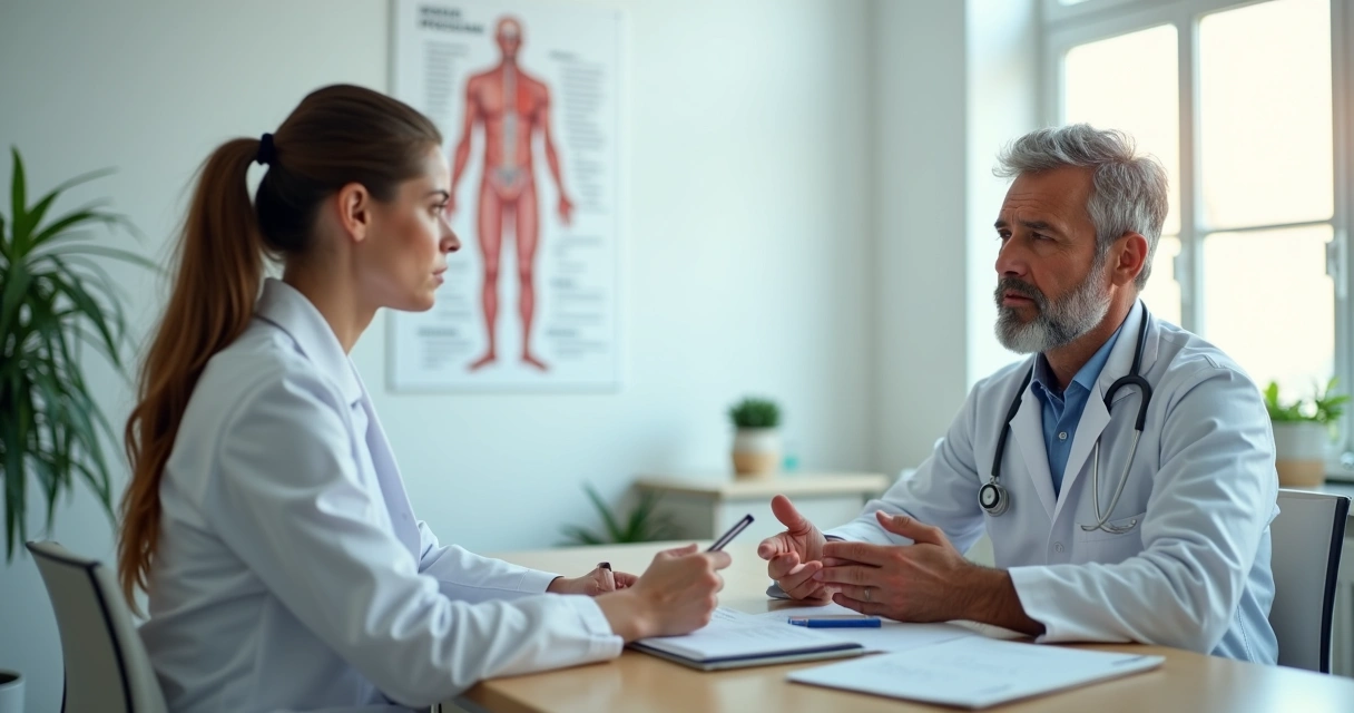 Consulta médica com paciente relatando febre persistente 