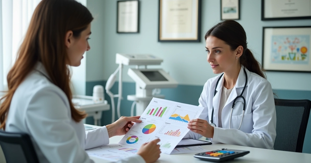Consultoria financeira com médica e especialista em consultório 