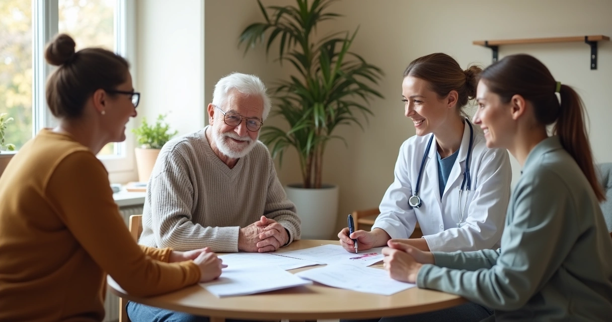 Consulta médica multidisciplinar em consultório com foco no idoso 