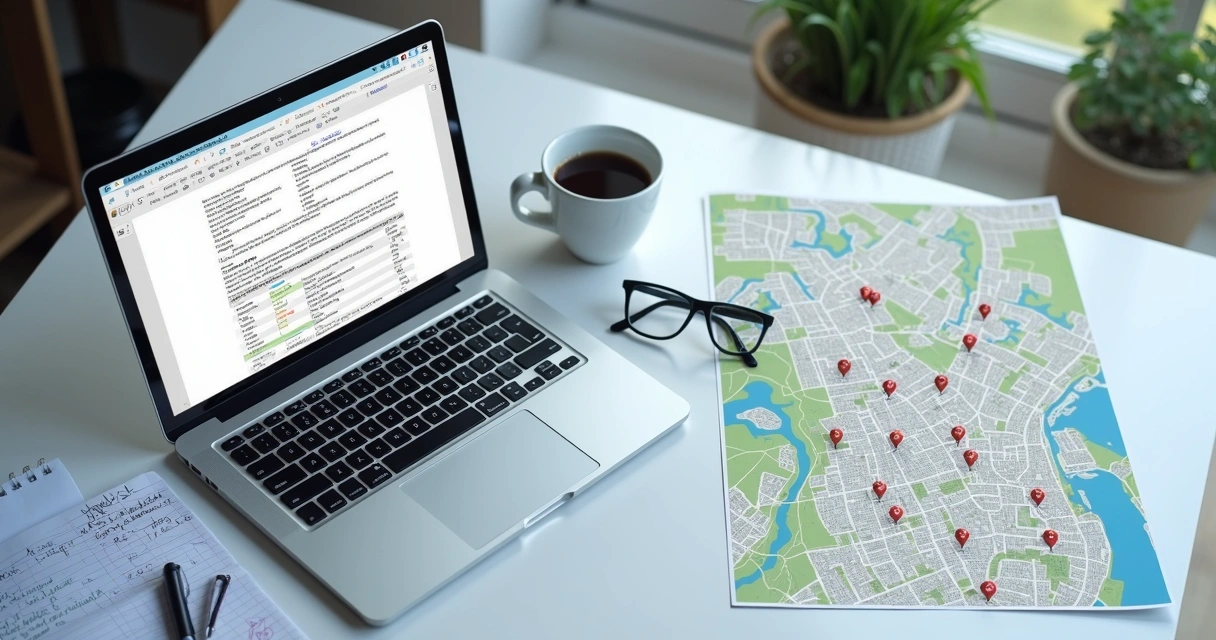 Tela com matrícula de imóvel e mapa de localização 