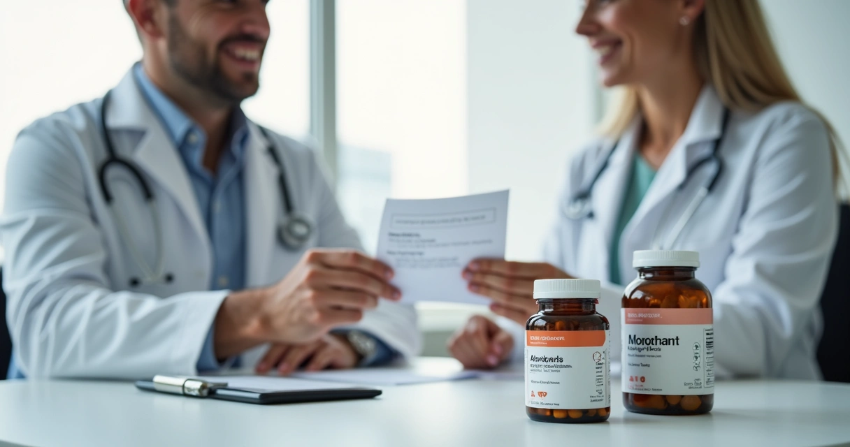Médico atendendo paciente, prescrevendo antioxidantes